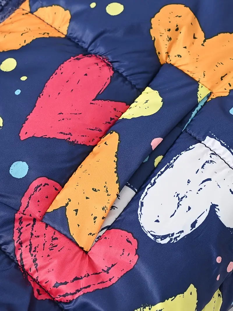 Girls' Reversible Hooded Winter Jacket - Two-in-One Coat with Animal Print