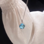 Elegant Blue Gemstone Pendant Necklace - Turquoise with Sparkling Accents