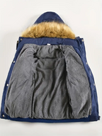 Boys' Casual Hooded Winter Coat - Fleece-Lined Zip-Up Jacket