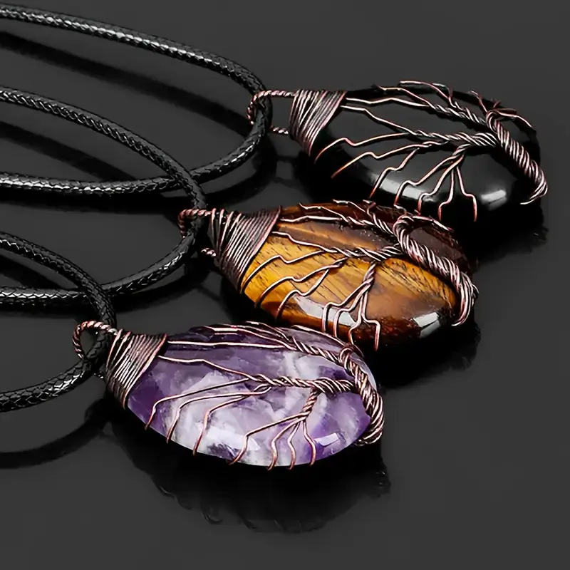 Vintage Tiger's Eye Tree of Life Necklace