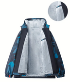 Men's Heavyweight Windproof Jacket - Thermal Insulated Hooded Coat with Camouflage Design