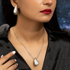 Elegant Resin Teardrop Earrings and Necklace Set