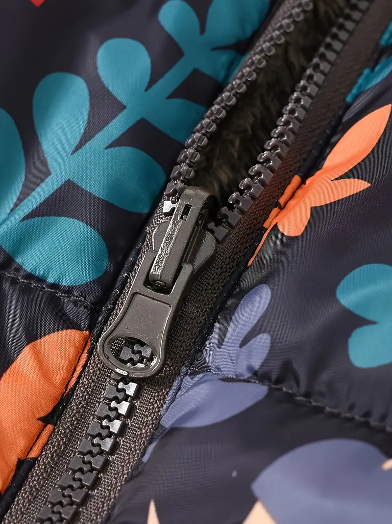 Girls' Reversible Hooded Winter Jacket - Two-in-One Coat with Animal Print