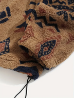 Aztec Pattern Fuzzy Jacket, Casual Zip Up Outwear For Winter & Fall