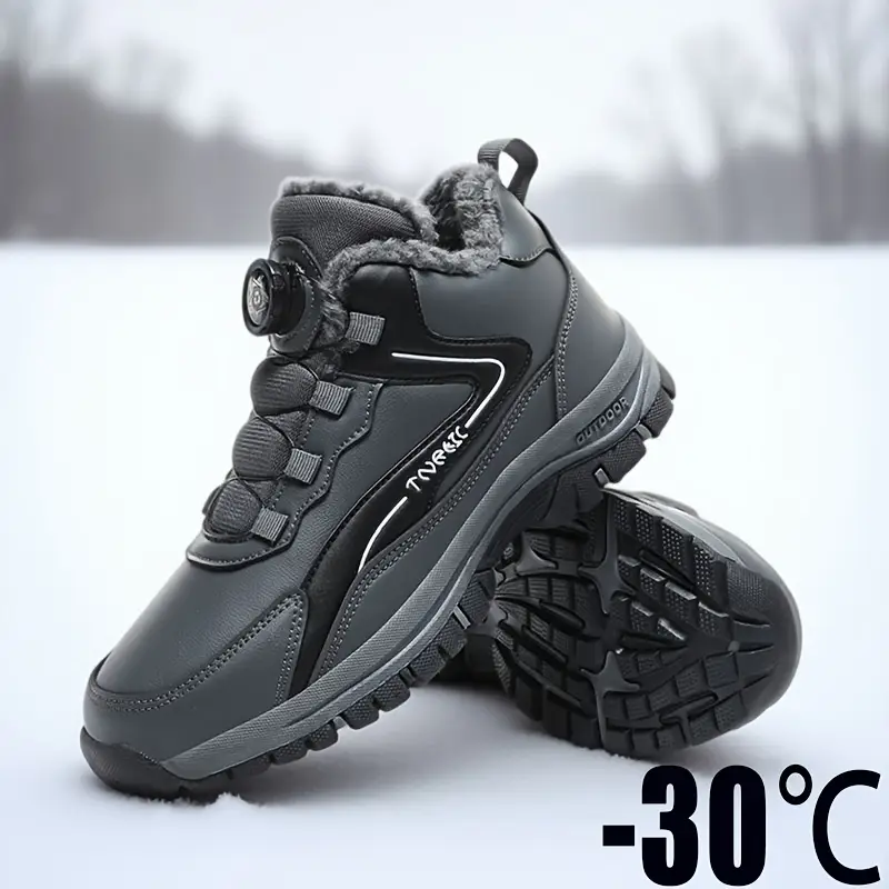 Men's Snow Boots - Durable Warm Winter Hiking Shoes for Outdoor Activities