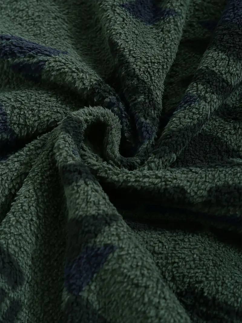 Aztec Pattern Fuzzy Jacket, Casual Zip Up Outwear For Winter & Fall