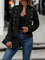 Elegant Women's Vintage-Inspired Long Sleeve Jacket - Double Breasted Detail