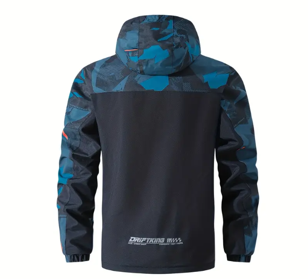 Men's Heavyweight Windproof Jacket - Thermal Insulated Hooded Coat with Camouflage Design