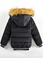 Boys' Casual Hooded Winter Coat - Fleece-Lined Zip-Up Jacket