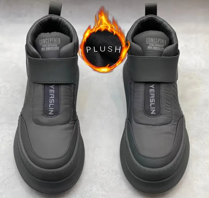 Men's Lightweight Winter Snow Boots - Thickened Fleece Lined with Adjustable Hook & Loop Closure