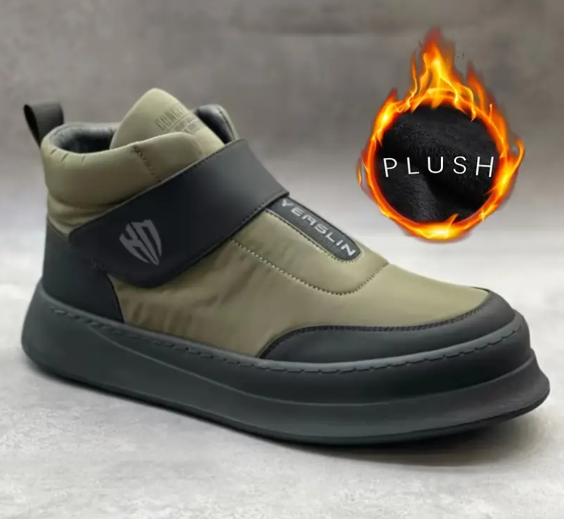 Men's Lightweight Winter Snow Boots - Thickened Fleece Lined with Adjustable Hook & Loop Closure