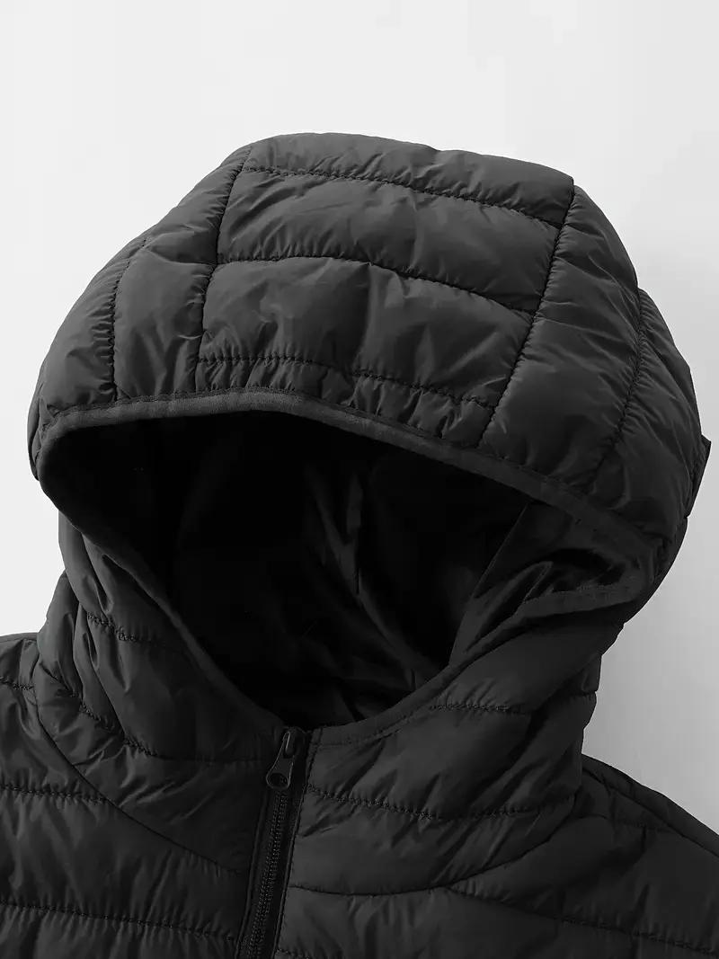 Men's Lightweight Hooded Winter Jacket - Full-Zip Coat with No Bulk Design