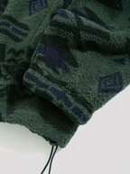 Aztec Pattern Fuzzy Jacket, Casual Zip Up Outwear For Winter & Fall