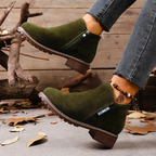 Women's Chunky Heel Ankle Boots - Retro British Style with Side Zipper