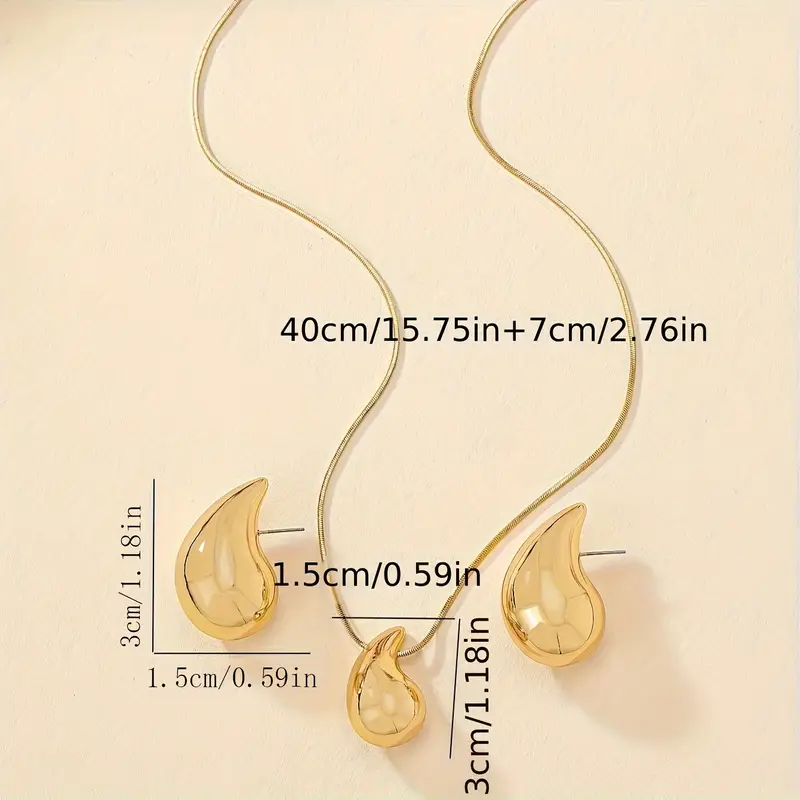 Elegant Resin Teardrop Earrings and Necklace Set