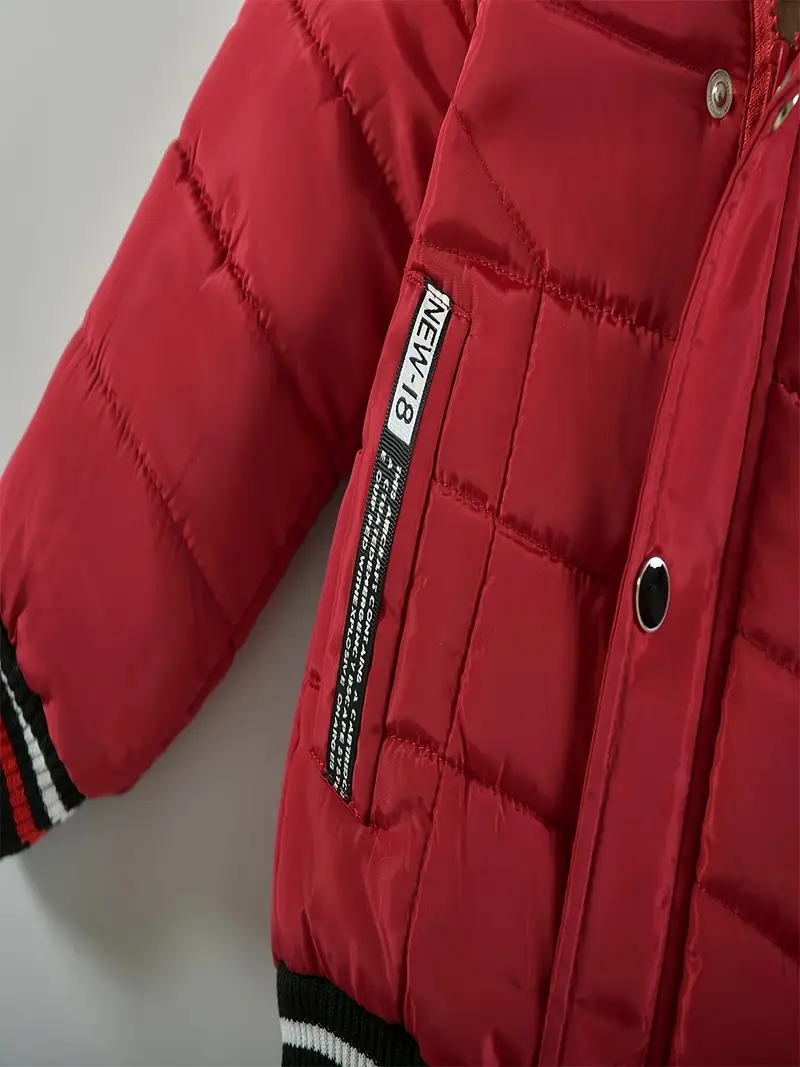 Boys' Casual Hooded Winter Coat - Fleece-Lined Zip-Up Jacket