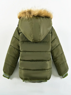 Boys' Casual Hooded Winter Coat - Fleece-Lined Zip-Up Jacket