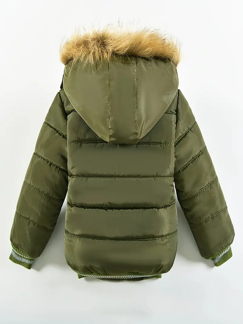 Boys' Casual Hooded Winter Coat - Fleece-Lined Zip-Up Jacket