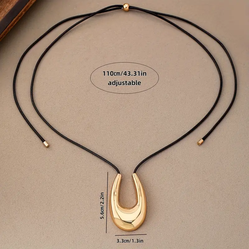 Adjustable Minimalist U-Shaped Golden-Tone Metal Necklace