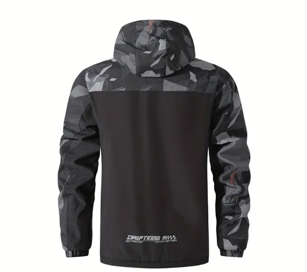 Men's Heavyweight Windproof Jacket - Thermal Insulated Hooded Coat with Camouflage Design