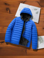 Men's Lightweight Hooded Winter Jacket - Full-Zip Coat with No Bulk Design