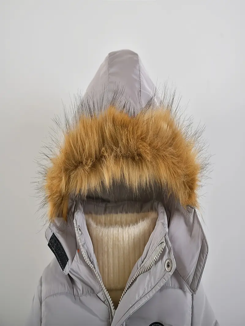 Boys' Casual Hooded Winter Coat - Fleece-Lined Zip-Up Jacket