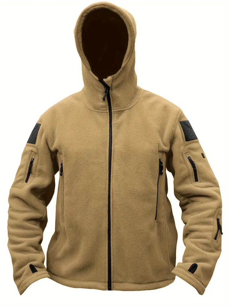Men's Fleece Jacket - Warm Winter Hooded Zip-Up Sweatshirt with Pockets