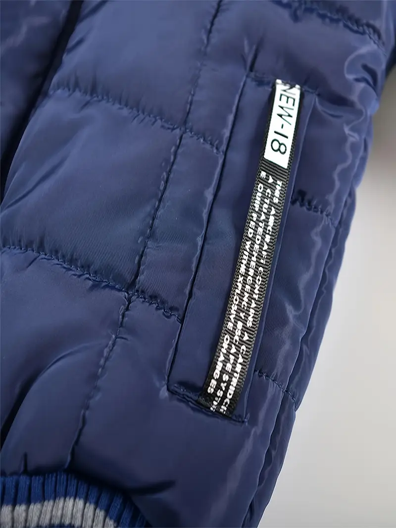 Boys' Casual Hooded Winter Coat - Fleece-Lined Zip-Up Jacket