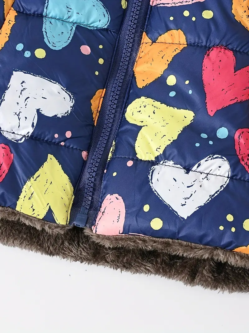 Girls' Reversible Hooded Winter Jacket - Two-in-One Coat with Animal Print