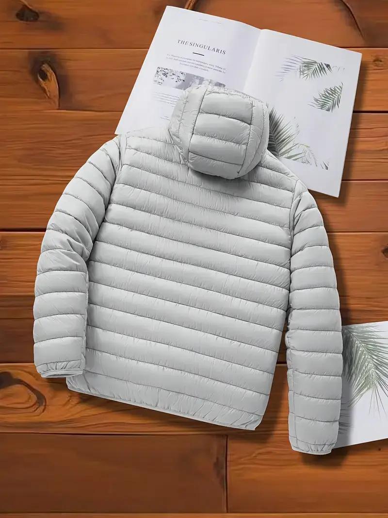 Men's Lightweight Hooded Winter Jacket - Full-Zip Coat with No Bulk Design