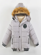 Boys' Casual Hooded Winter Coat - Fleece-Lined Zip-Up Jacket