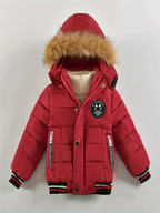 Boys' Casual Hooded Winter Coat - Fleece-Lined Zip-Up Jacket