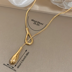 Elegant Vintage Y-Necklace, Stainless Steel Waterdrop Pendant