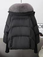 Removable Faux Fur Lined Thickened Winter Coat - Casual Loose Fit A-Line Cut