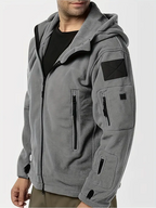 Men's Fleece Jacket - Warm Winter Hooded Zip-Up Sweatshirt with Pockets