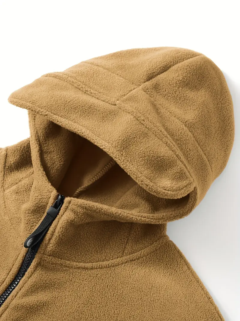 Men's Fleece Jacket - Warm Winter Hooded Zip-Up Sweatshirt with Pockets