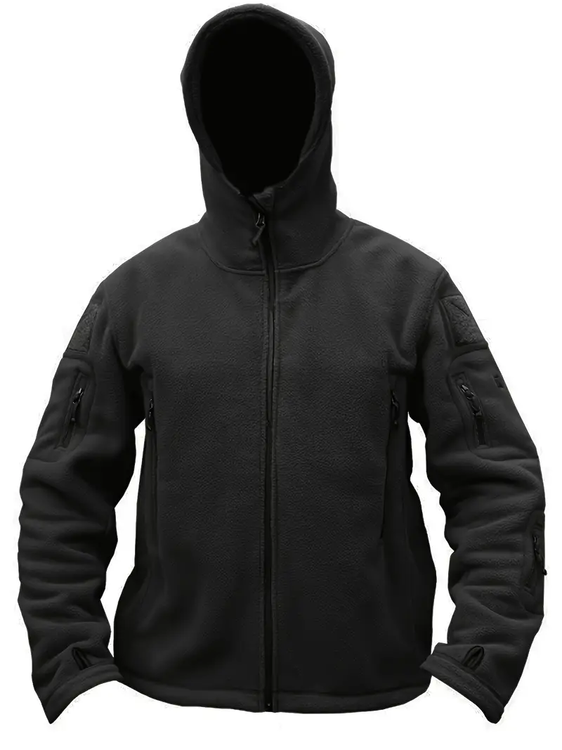 Men's Fleece Jacket - Warm Winter Hooded Zip-Up Sweatshirt with Pockets
