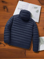 Men's Lightweight Hooded Winter Jacket - Full-Zip Coat with No Bulk Design