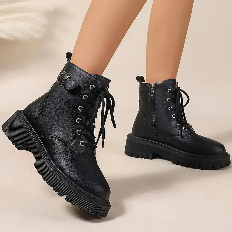 Trendy Women's Winter Boots - Plush Fleece Lined Ankle Boots
