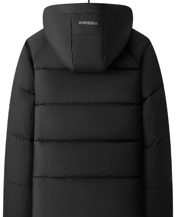 Men's Heavy-Duty Winter Jacket - Hooded Coat with Zippered Front in Beige/Brown Two-Tone