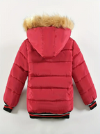 Boys' Casual Hooded Winter Coat - Fleece-Lined Zip-Up Jacket