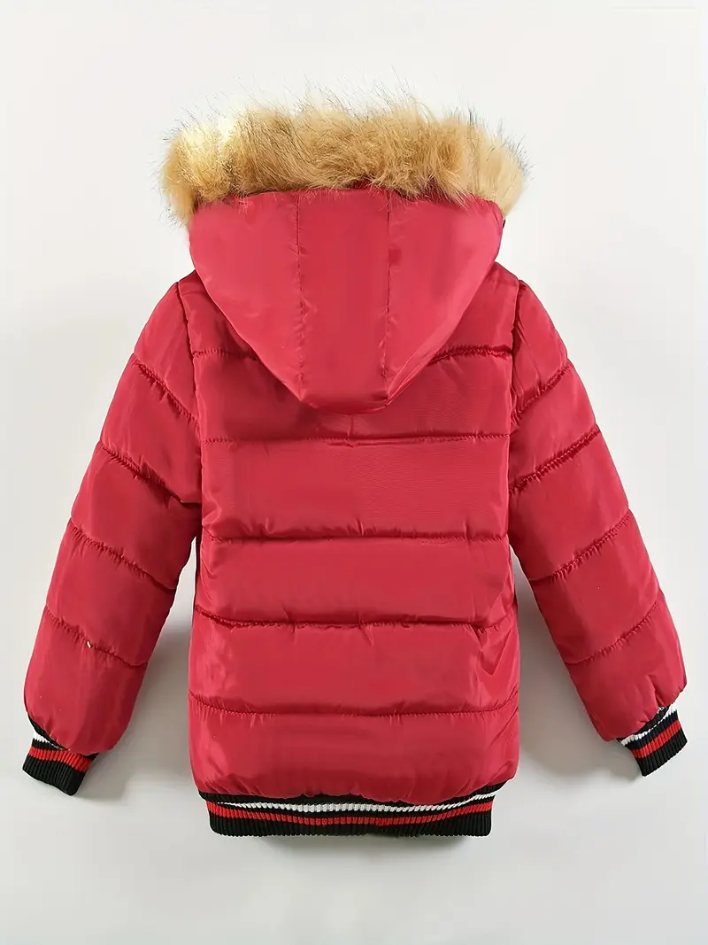 Boys' Casual Hooded Winter Coat - Fleece-Lined Zip-Up Jacket