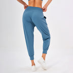 Women's Sports Solid Color High Waist Simple Pocket Casual Pants