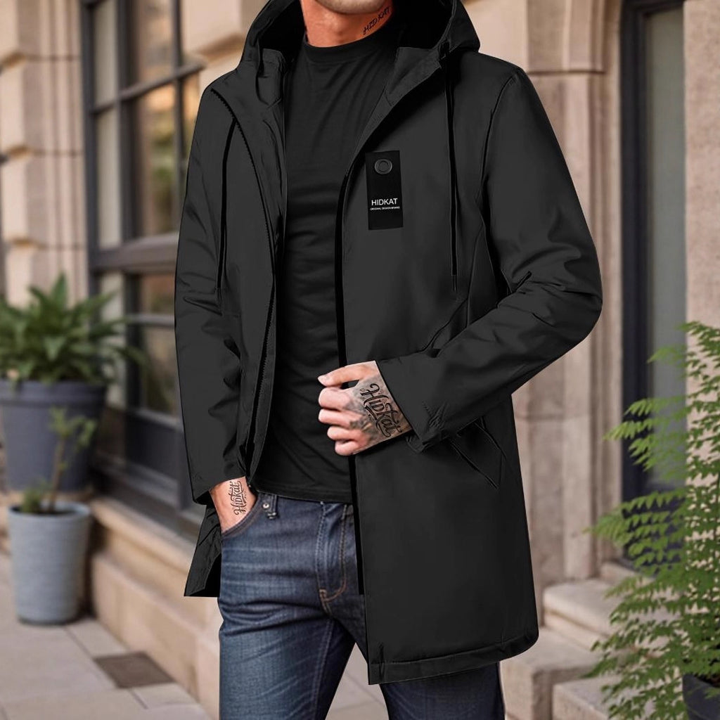 Mid-length Men's Hooded Casual Workwear Shell Jacket