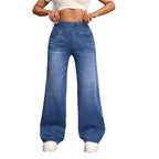 Loose Oversized Retro High-waisted Stretch Denim Wide-leg Pants