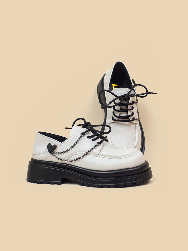 Thick Soled White Small Leather Shoes For Women