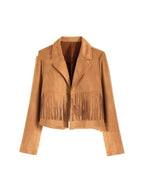 Long Sleeve Locomotive Style Suede Short Tassel Coat