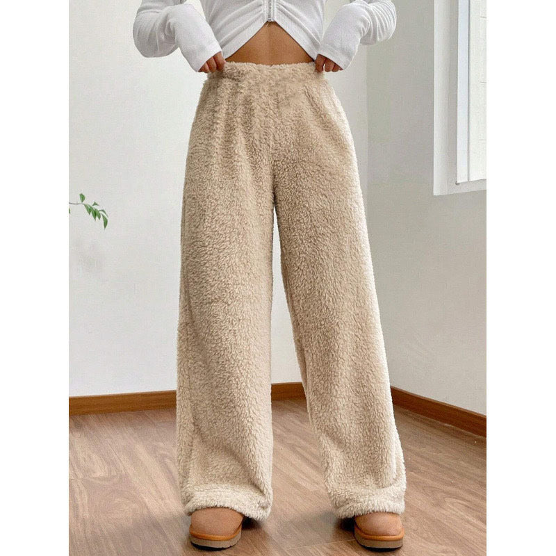 Women's Solid Color Loose Fleece Casual Pants