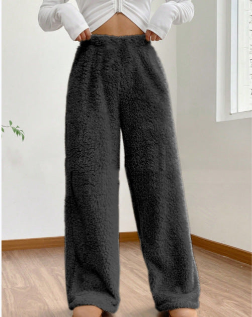 Women's Solid Color Loose Fleece Casual Pants
