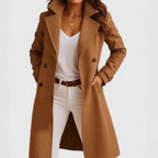 Women's Autumn And Winter Solid Color Polo Collar Mid-length Woolen Coat